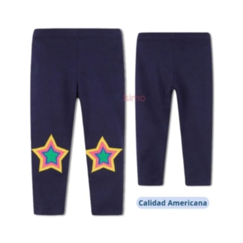 JUMP KIDS - Calzas Niña Azul Oscuro Estrella Colores Jump Kids 100% Algodón