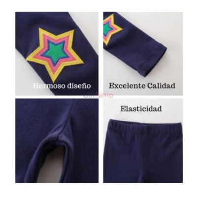 Imagen 2 del producto Calzas Niña Azul Oscuro Estrella Colores 100% Algodón