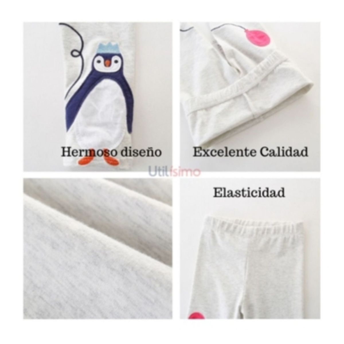 JUMP KIDS - Calzas Niña Pinguino Globo Gris Claro Jump Kids 100% Algodón