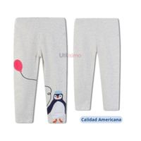 Calzas Niña Pinguino Globo Gris Claro 100% Algodón