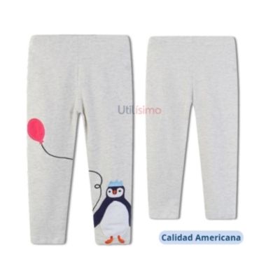 Imagen 1 del producto Calzas Niña Pinguino Globo Gris Claro 100% Algodón