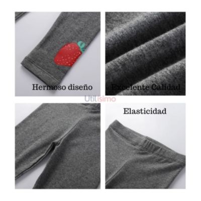 Imagen 2 del producto Calzas Niña Fresas Gris Oscuro 100% Algodón