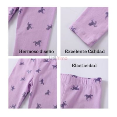 Imagen 2 del producto Calzas Niña Caballos Morado 100% Algodón