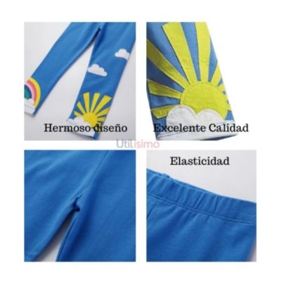 Imagen 2 del producto Calzas Niña Arco Iris Sol Azul 100% Algodón