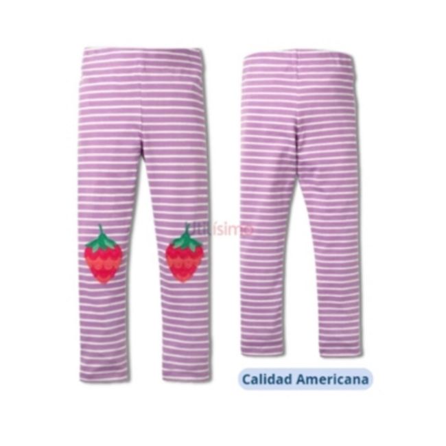 JUMP KIDS - Calzas Niña Fresas Morado Rayas Blancas Jump Kids 100% Algodón