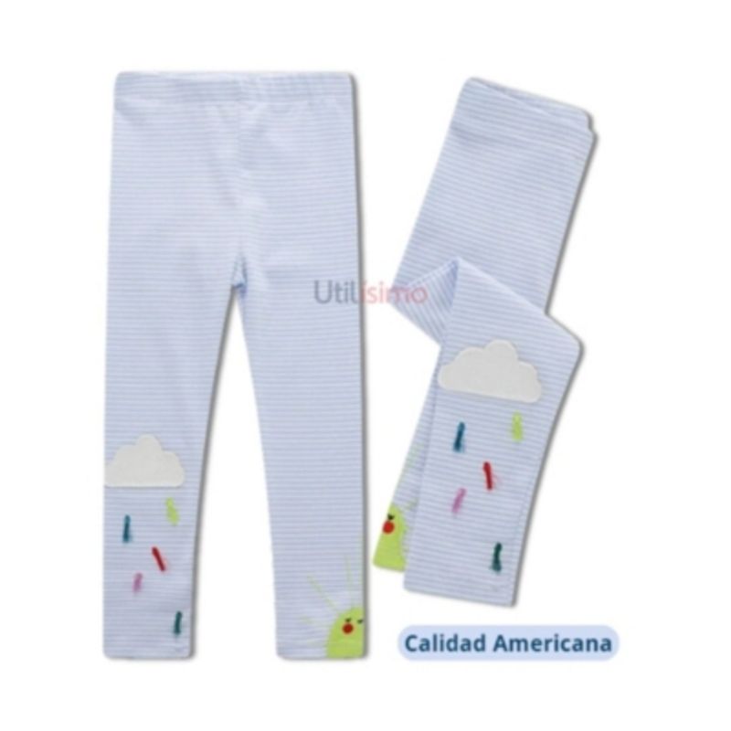 JUMP KIDS - Calzas Niña Nubes Lluvia Colores Azul Claro Jump Kids 100% Algodón