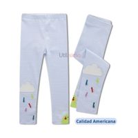 Calzas Niña Nubes Lluvia Colores Azul Claro 100% Algodón
