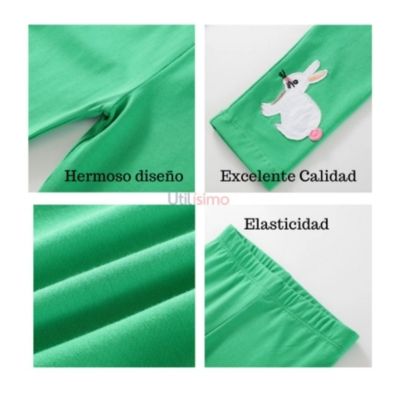 Imagen 2 del producto Calzas Niña Conejos Verde 100% Algodón