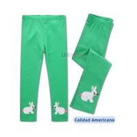 Calzas Niña Conejos Verde 100% Algodón