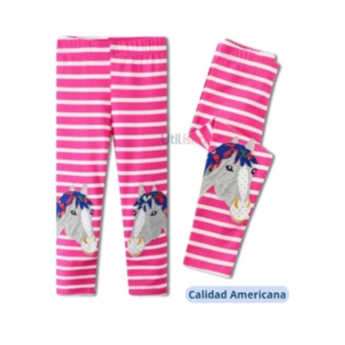 JUMP KIDS - Calzas Niña Caballo Rosa Oscuro Rayas Jump Kids 100% Algodón