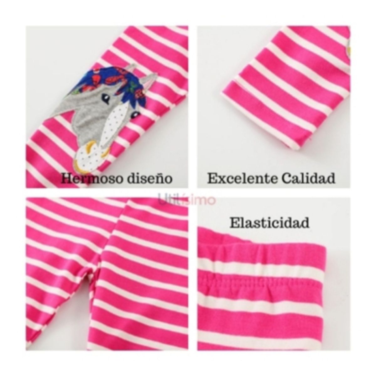 JUMP KIDS - Calzas Niña Caballo Rosa Oscuro Rayas Jump Kids 100% Algodón