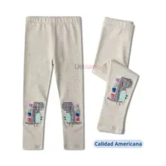 JUMP KIDS - Calzas Niña Dinosaurio Colores Gris 100% Algodón
