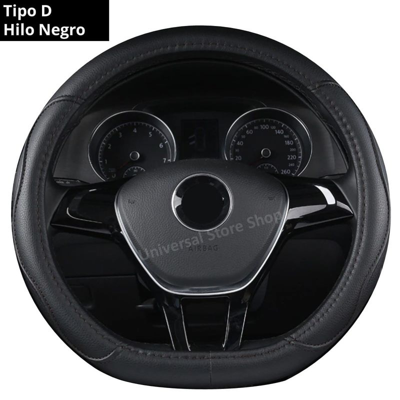 GENERICO - Funda Cubre Volante Tipo D Negro Eco Cuero Antideslizante
