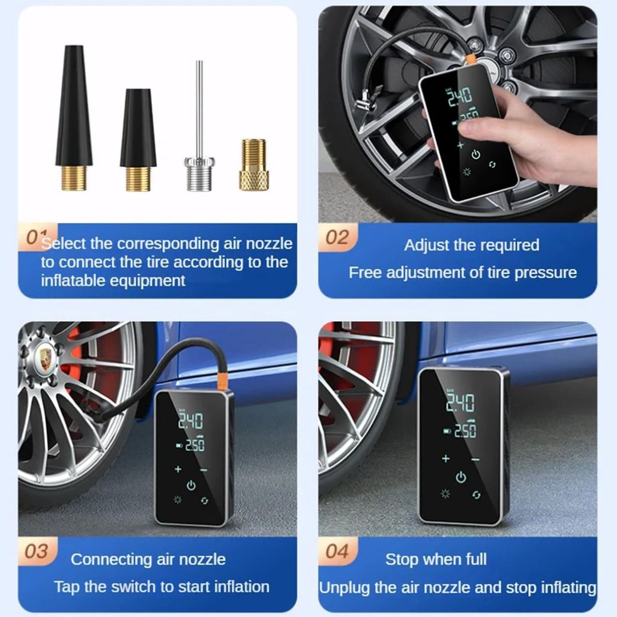 GENERICO - Inflador Digital Portátil Compresor Aire Neumático Auto Moto