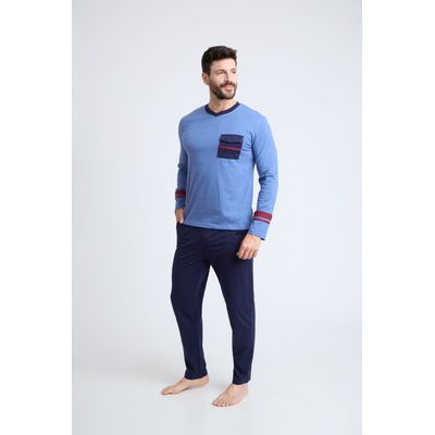 Imagen 2 del producto COD 3126 PIJAMA ALGODON DELGADO CLASICO BOLSILLO