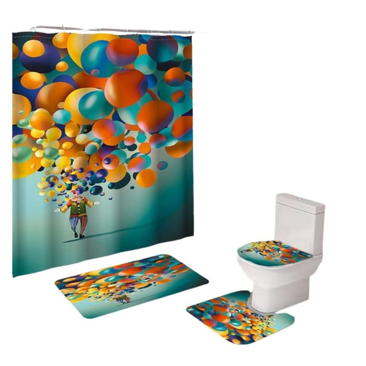 GENERICO - Juego De Cortina De Ducha Con Alfombras Antideslizante Set 4 Piezas