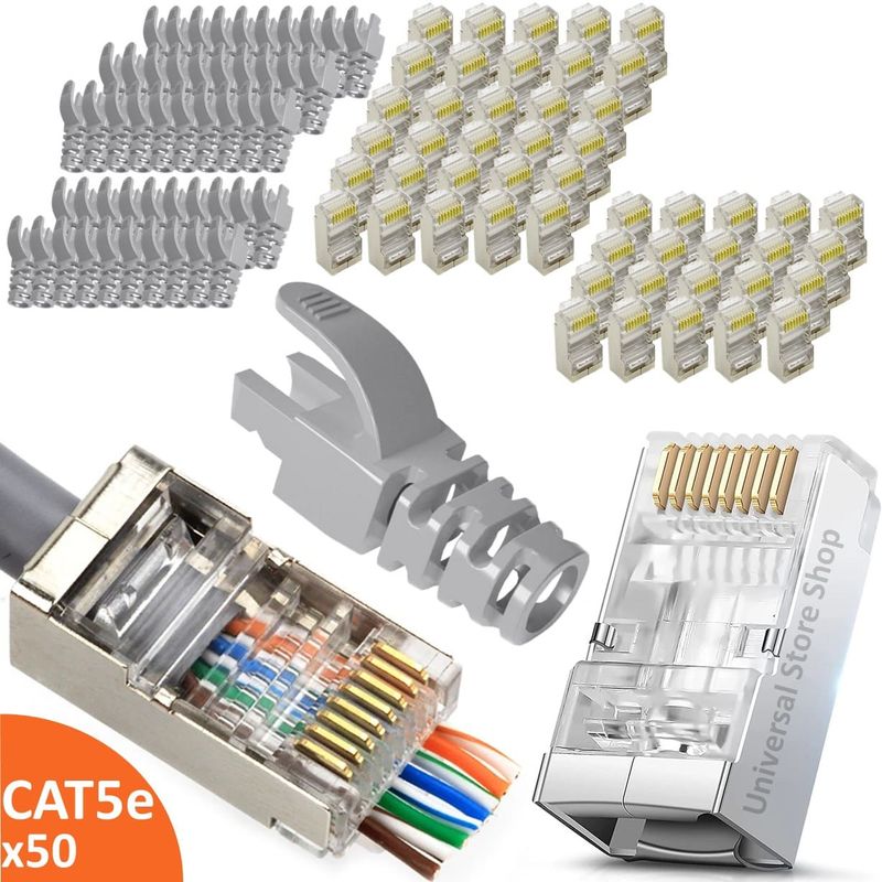 GENERICO - Cat5e X50 Conector Ez Rj45 Funda Metal Blindado Terminal Red