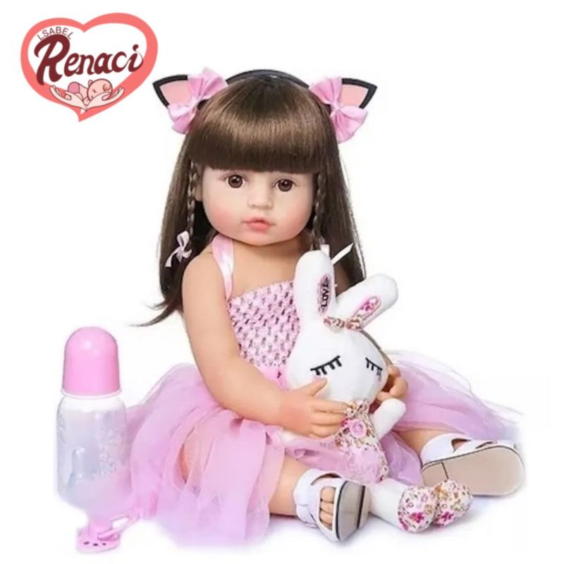 LSABEL RENACI - Muñeca Reborn Bebé Realista De Silicona Lavable 55cm