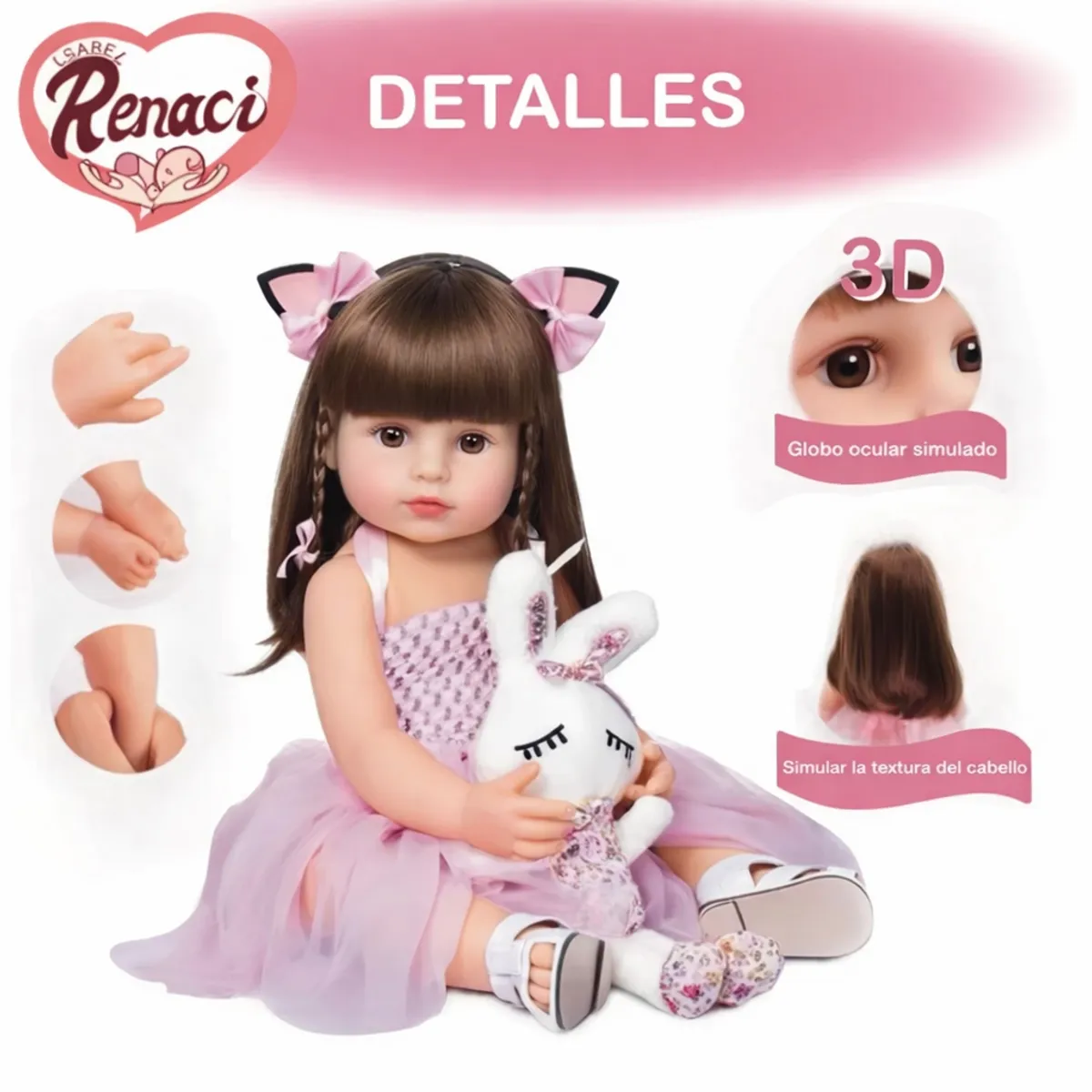 LSABEL RENACI - Muñeca Reborn Bebé Realista De Silicona Lavable