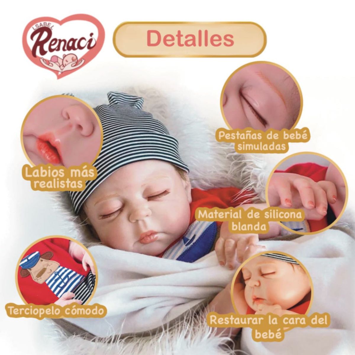 LSABEL RENACI - Bebé Reborn Niño 100% Silicona 50 Cm Incluye Accesorios