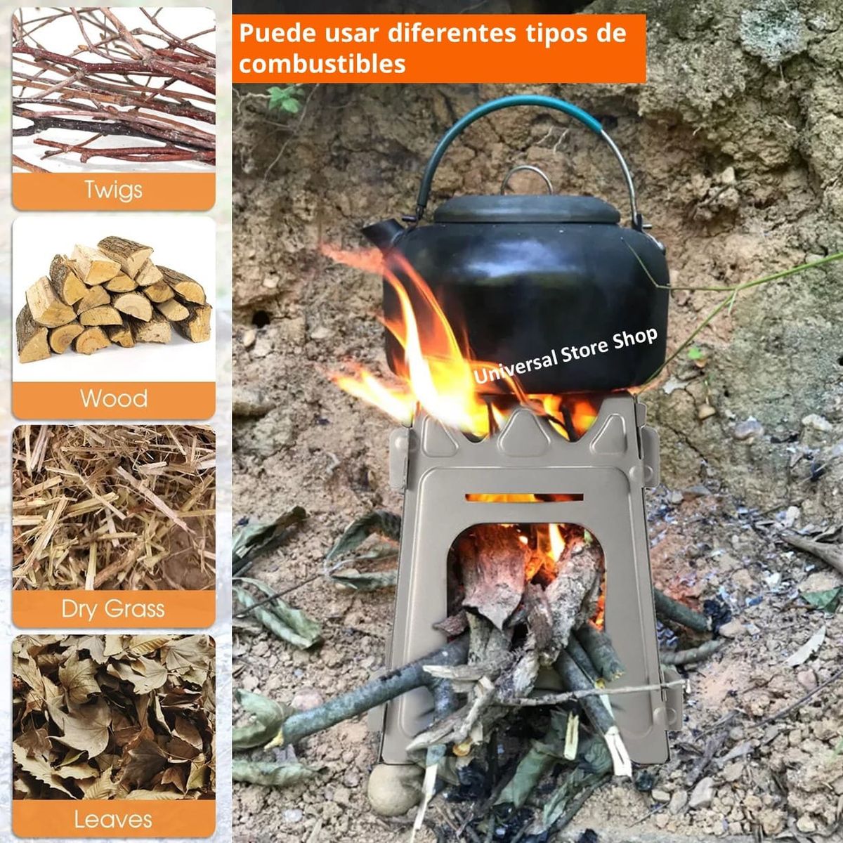 GENERICO - Cocinilla Camping Cocina Portátil Estufa Leña Carbón Acampar