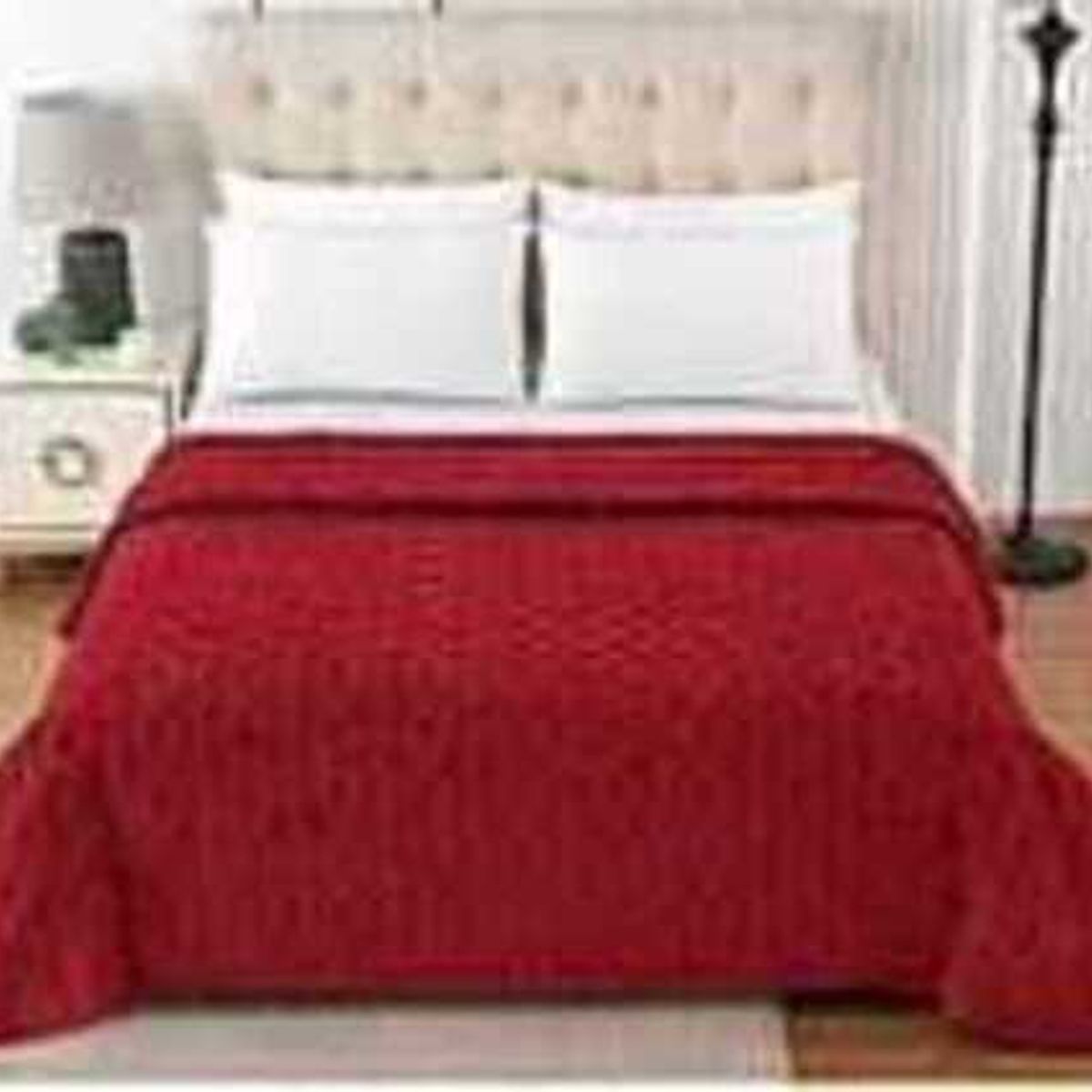 GENERICO - Frazada Manta Con Texturizado Rombos Roja