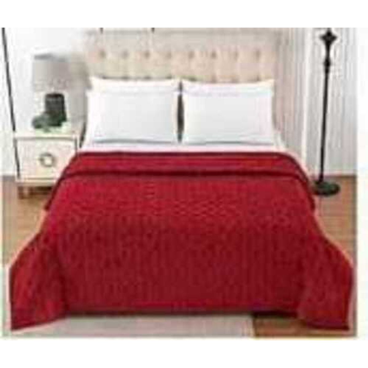 GENERICO - Frazada Manta Con Texturizado Rombos Roja