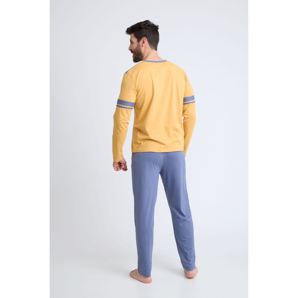 BECKIL - BECKIL COD 3131 PIJAMA ALGODON DELGADO FRANJAS EN MANGAS Y HOMBROS