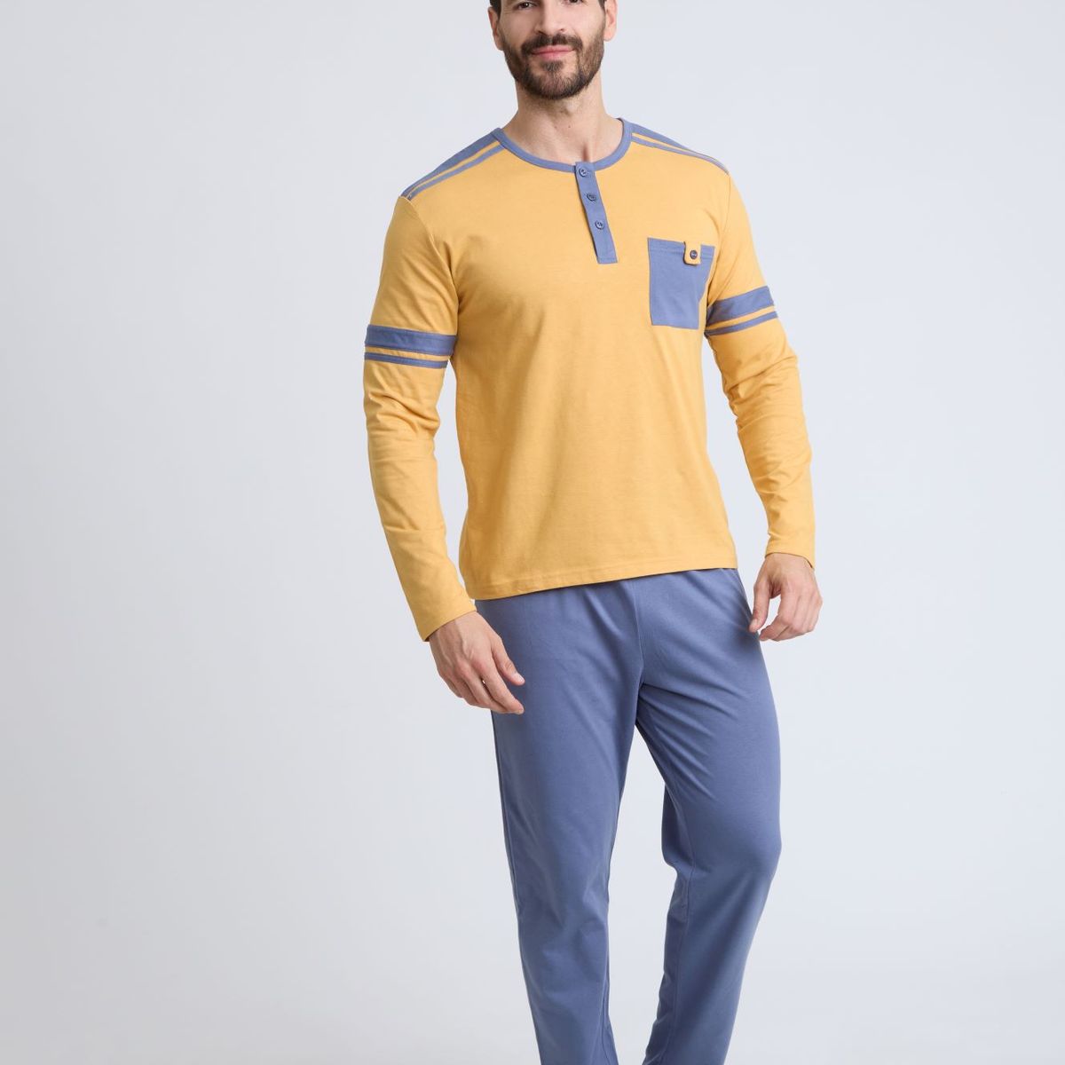 BECKIL - BECKIL COD 3131 PIJAMA ALGODON DELGADO FRANJAS EN MANGAS Y HOMBROS