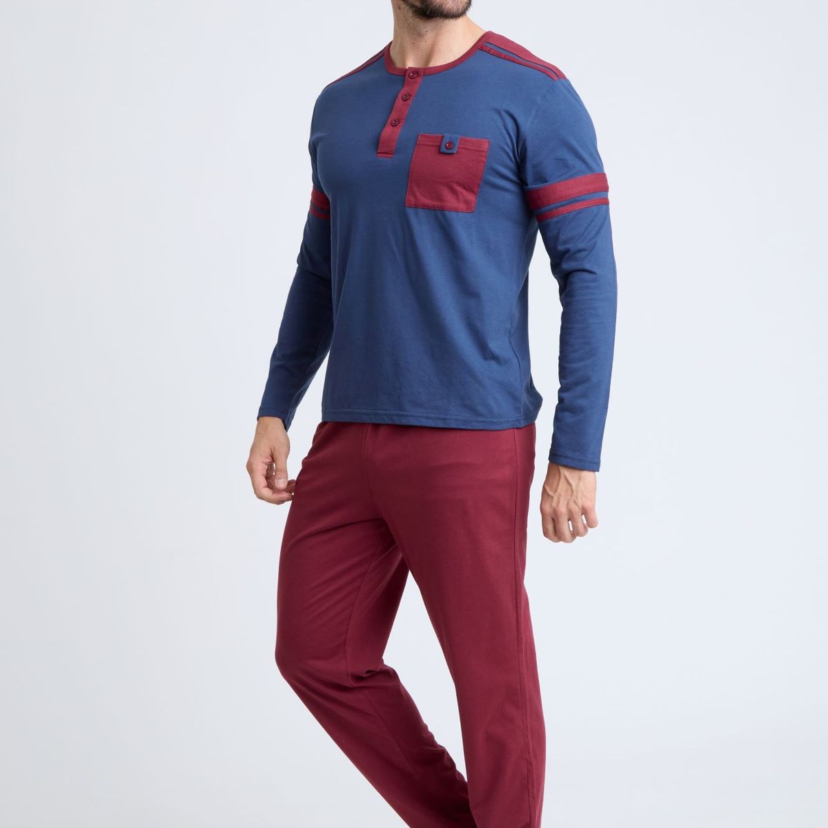 BECKIL - BECKIL COD 3131 PIJAMA ALGODON DELGADO FRANJAS EN MANGAS Y HOMBROS