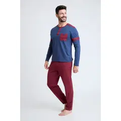 BECKIL - COD 3131 PIJAMA ALGODON DELGADO FRANJAS EN MANGAS Y HOMBROS