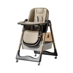 LUBABYCAS - Silla De Comer Reclinable Plegable Café