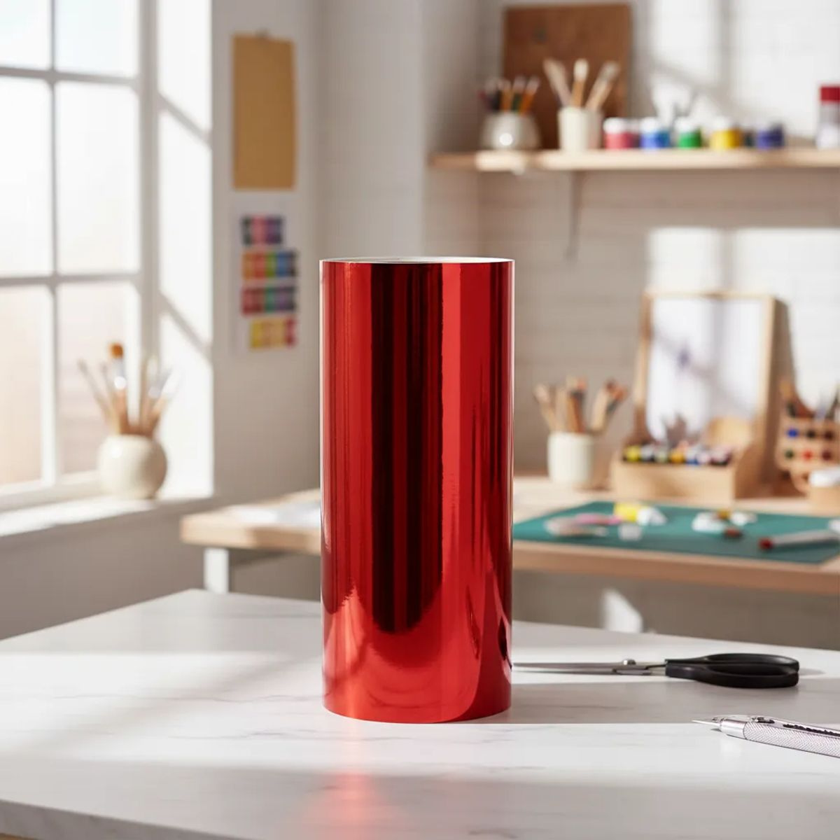 NEON - Vinilo Adhesivo De Corte Decorativo Rojo Metalico 30 Cms X 5 Mts