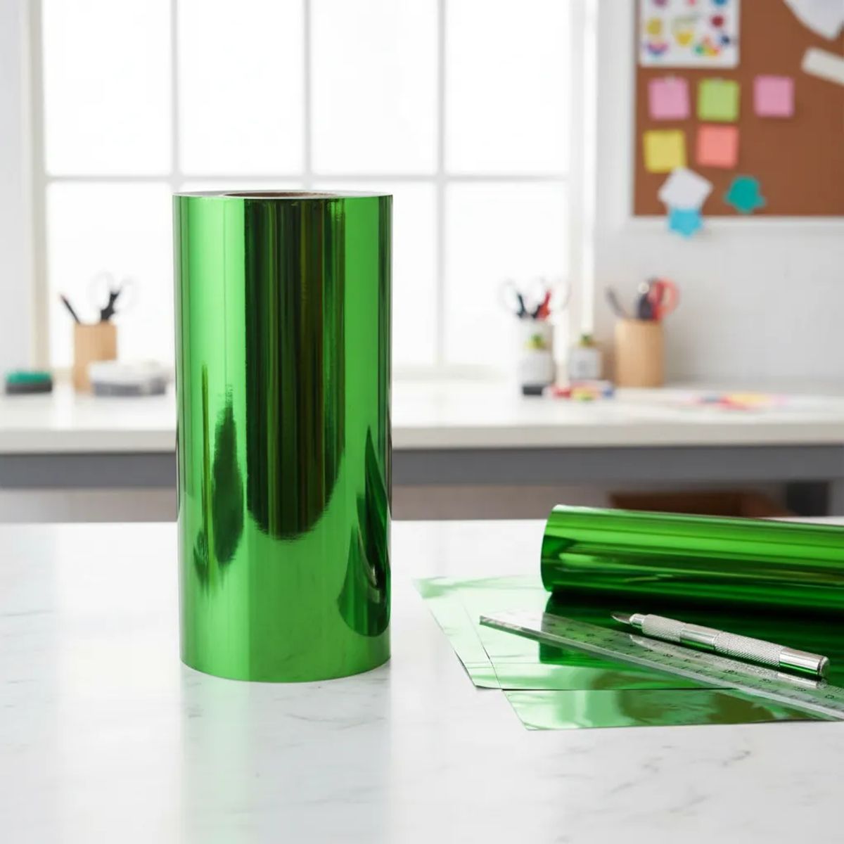 NEON - Vinilo Adhesivo De Corte Decorativo Verde Metalico 30 Cms X 5 Mts