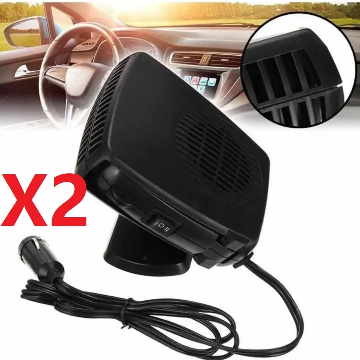 GENERICO - Calefactor Pack X2 Para Auto 12v 200w Calefaccion Portatil