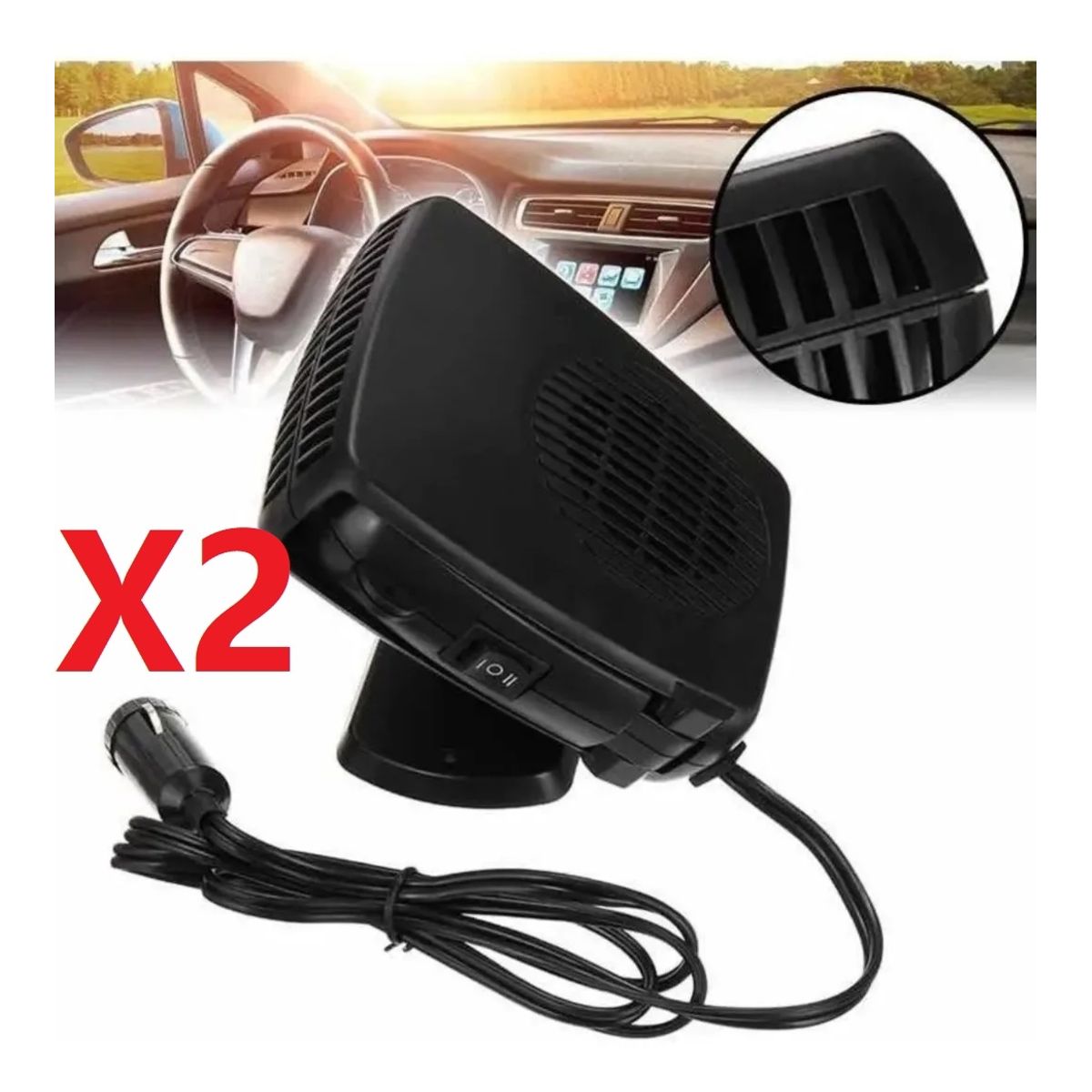 GENERICO - Calefactor Pack X2 Para Auto 12v 200w Calefaccion Portatil