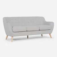 Sofá Rafaella Tela Beige Claro 3 Cuerpos