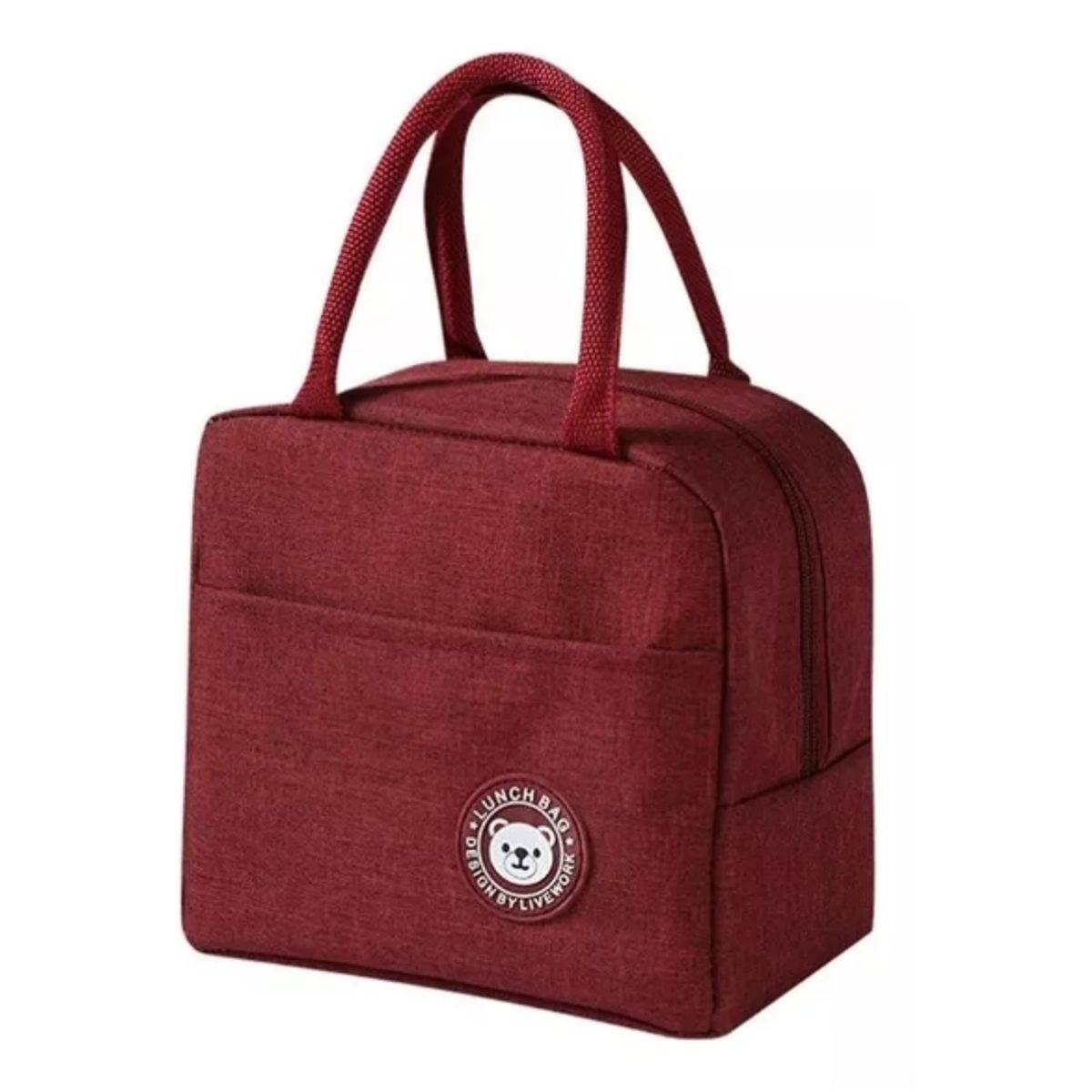 GENERICO - Lonchera Bolso Térmico Portátil Para Almuerzo Burdeo 23x20cm