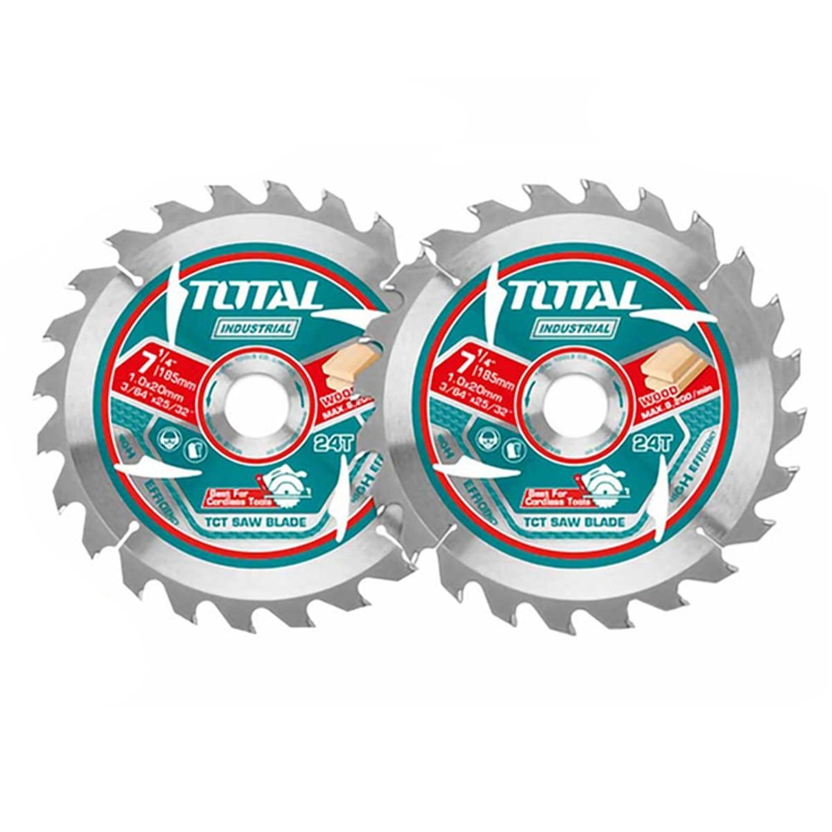 TOTAL TOOLS - Pack 2 Hoja Disco Sierra Circular 7 14 24 D Tac2331853