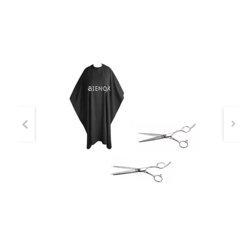 GENERICO - Set Tijeras De Corte Filo Navaja Y Esculpidora Y Capa Corte Negro