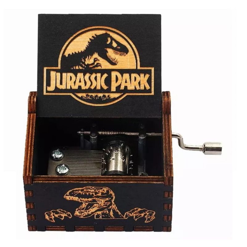 GENERICO - CAJA MUSICAL A MANIVELA JURASSIC PARK NEGRA