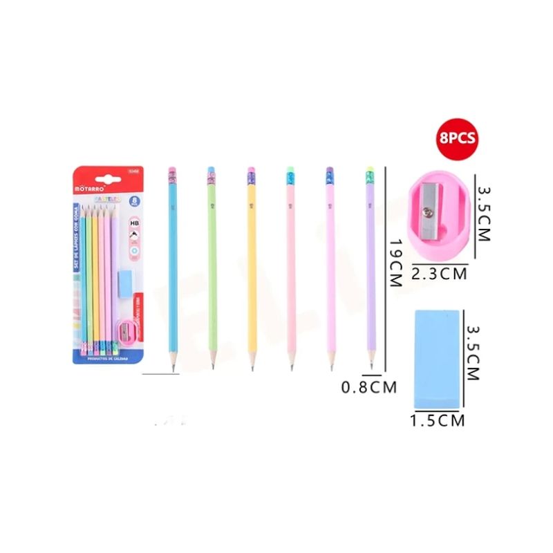 GENERICO - Set De Lápiz Gráfito Sacapunta*1Goma*1 19cm 8pcs