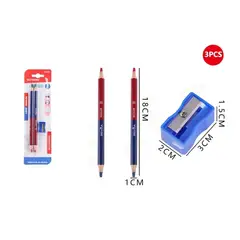 GENERICO - Set De Lápiz Doble Punta Rojo&Azul +Sacapunta 18cm 3pcs
