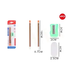 GENERICO - Set De 2 Lápiz Gráfito+Sacapunta+Goma 18cm 4pcs