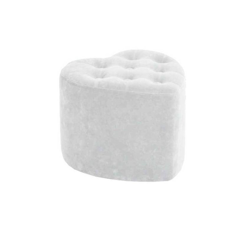 MUEBLES HVM - Puff en forma de corazón Boton Blanco invierno