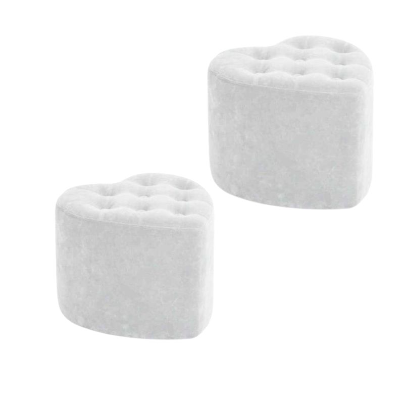 MUEBLES HVM - 2 Puff en forma de corazón Boton Blanco Invierno