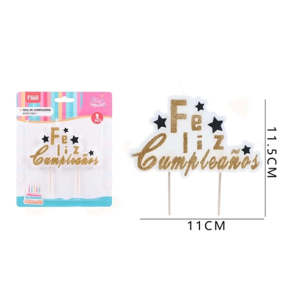 GENERICO - Vela Cumpleaños Dorada 11x115 cm
