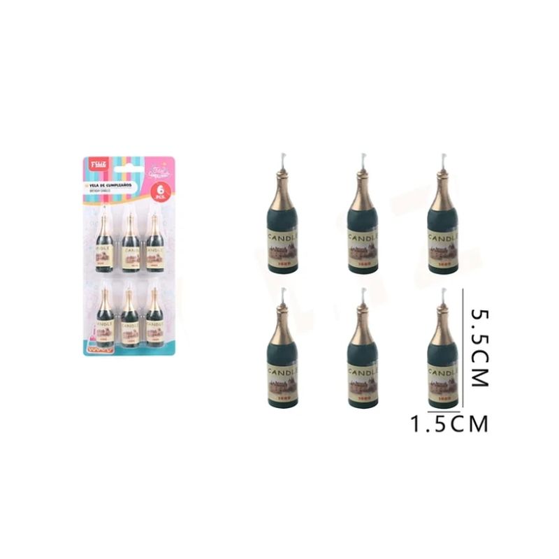 GENERICO - Vela Botella Espumante 1.5x5.5 cm Set 6