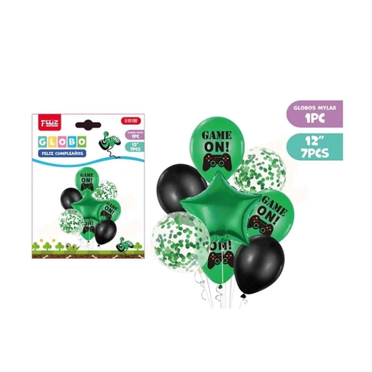 GENERICO - Set De Globos Gamer Verde
