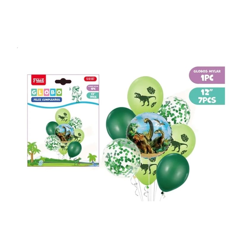 GENERICO - Set De Globos Dinosaurio Verde